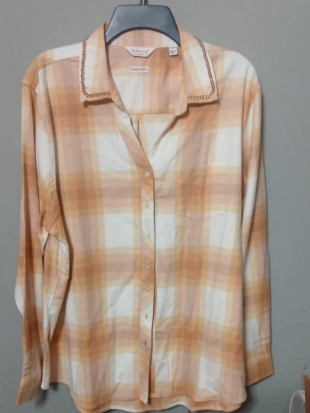 Women’s Xl Weatherproof Relaxed Plaid Button-Up Shirt